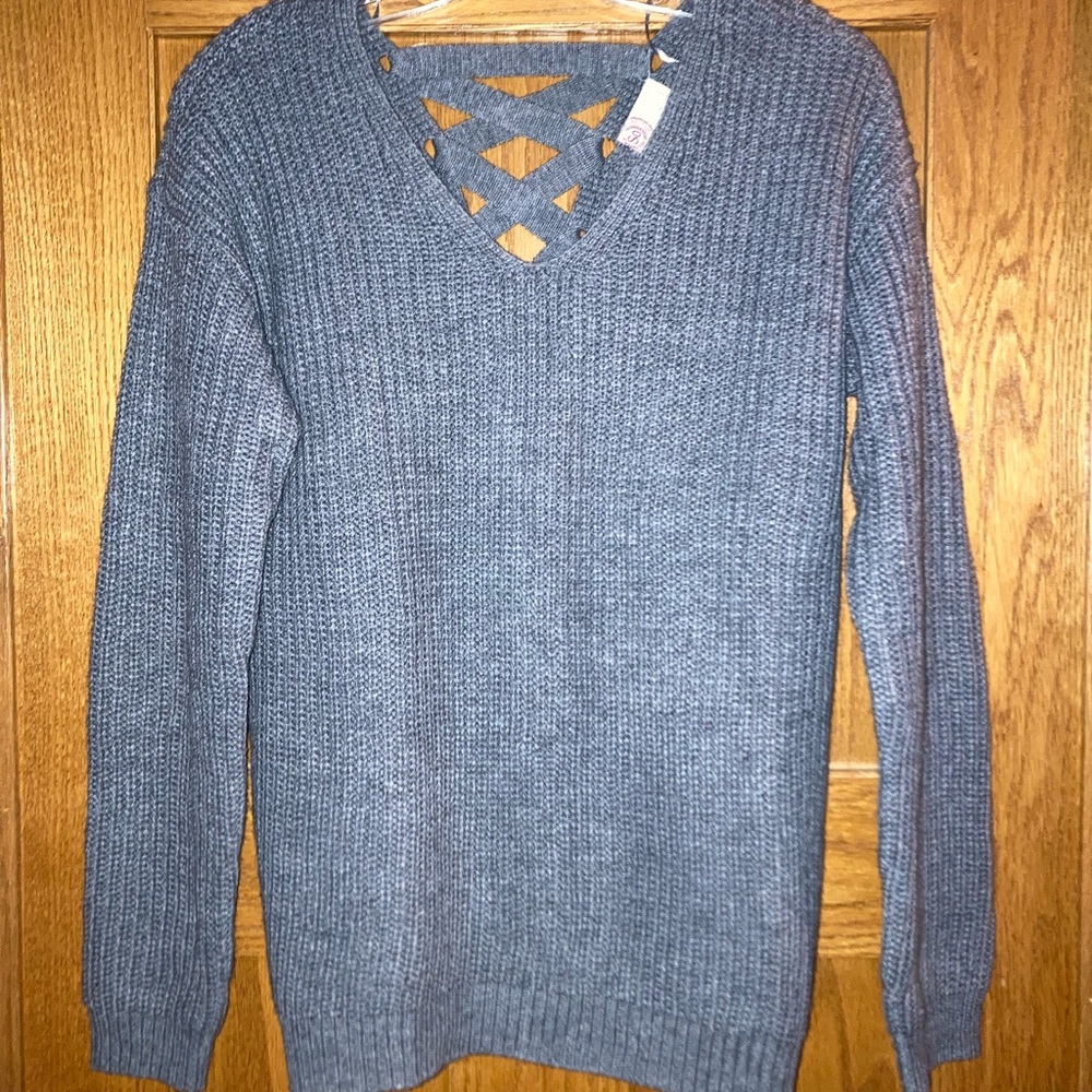 SO Women's Charcoal V-Neck Sweater